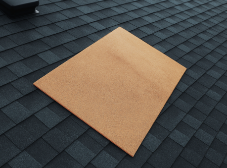 Close-up view of a residential shingle roof with a clearly patched repair section, showcasing recent roof maintenance — ideal visual for shingle roof repair services